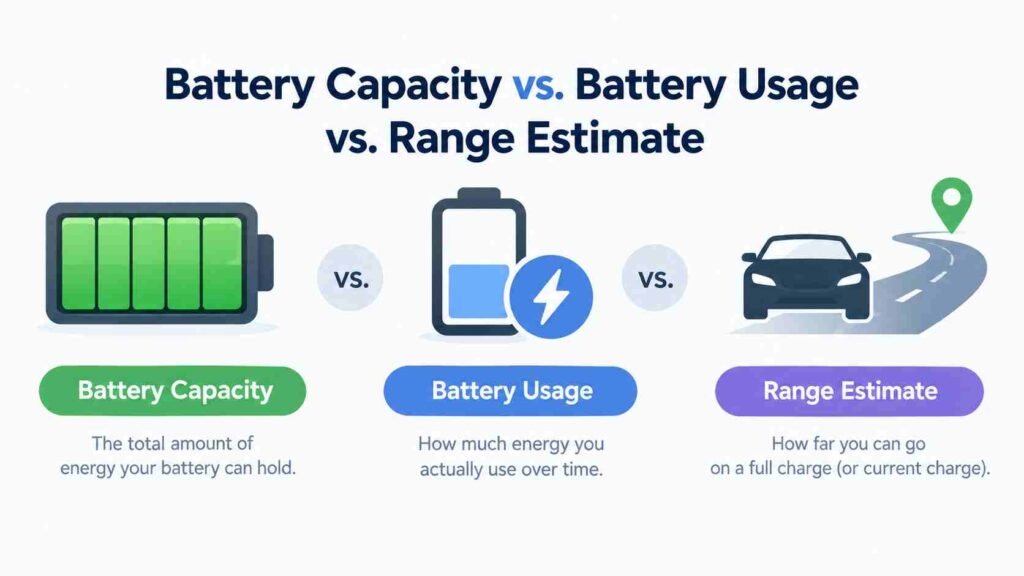 Battery Capacity vs. Battery Usage vs. Range Estimate